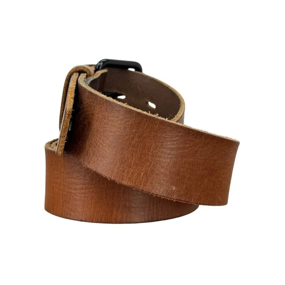 American Eagle Strap Belt Men SZ M Brown Leather Rustic Western Rugged Everyday
